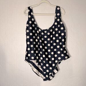 J. Crew Scoopneck one-piece swimsuit in reversible dot-stripe print NWOT